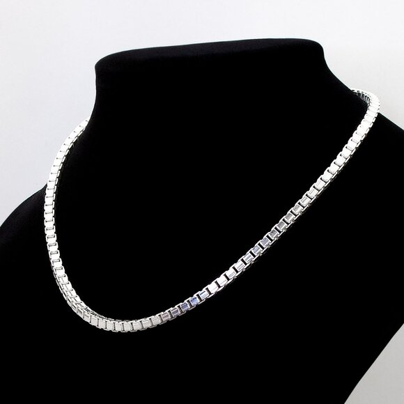 Sterling Silver 3.8mm Thick Box Chain Choker 16" | 925 Italy Women’s Necklace - Picture 1 of 4